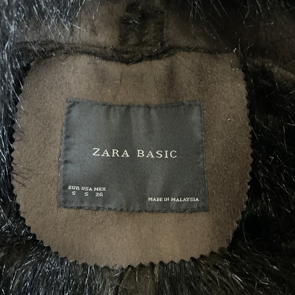 Zara Basic Brown Faux Suede And Fur Open Front Vest Women's Size Small - Picture 4 of 7